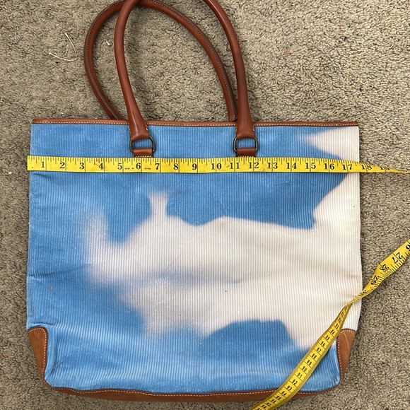 J.Crew Corduroy & Leather Tote with Black & White Houndstooth Lining - Picture 7 of 9